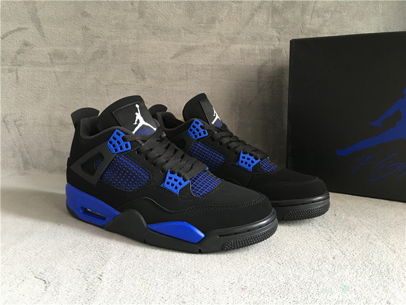 2022 Air Jordan 4 Black Navy Blue Shoes